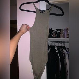 Army green ribbed bodysuit